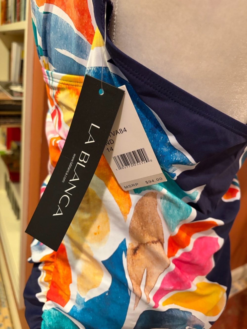 La Blanca Navy Halter Tankini Top with Multicolor Floral Print NWT - Picture 4 of 5